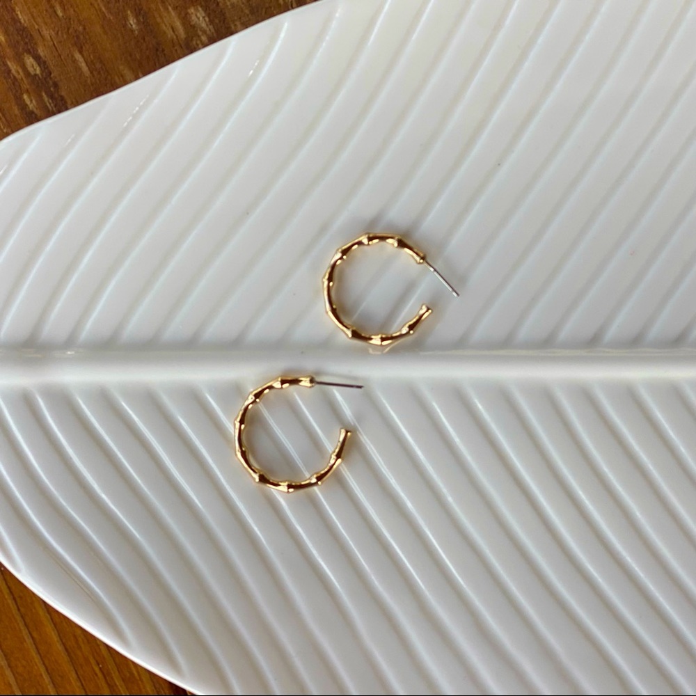 Gold Small Bamboo Hoop Earrings